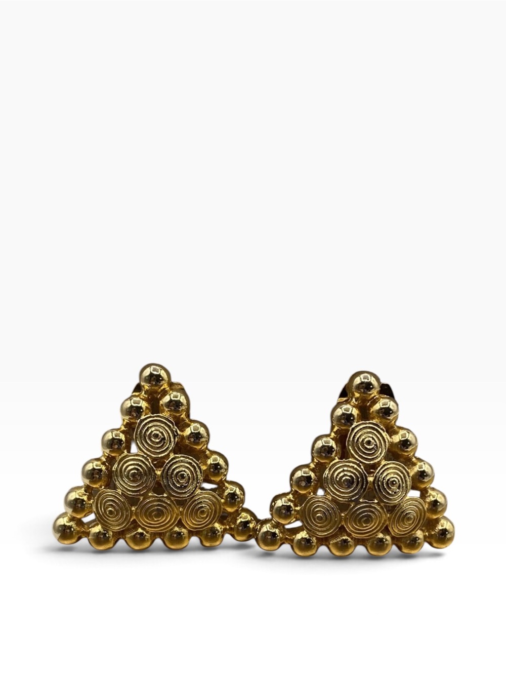 Vintage Paolo Gucci Gold Tone Spiral Statement Clip On Earrings
